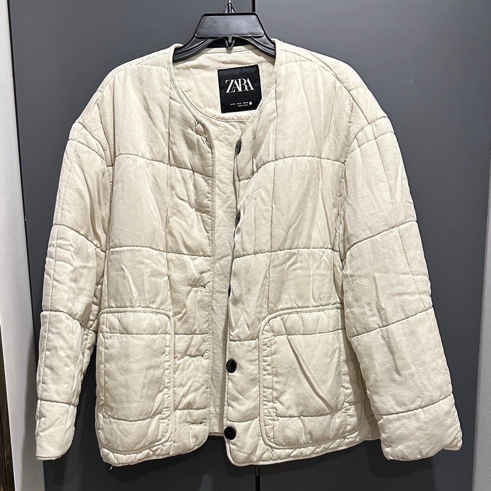Zara Off-White Quilted Jacket